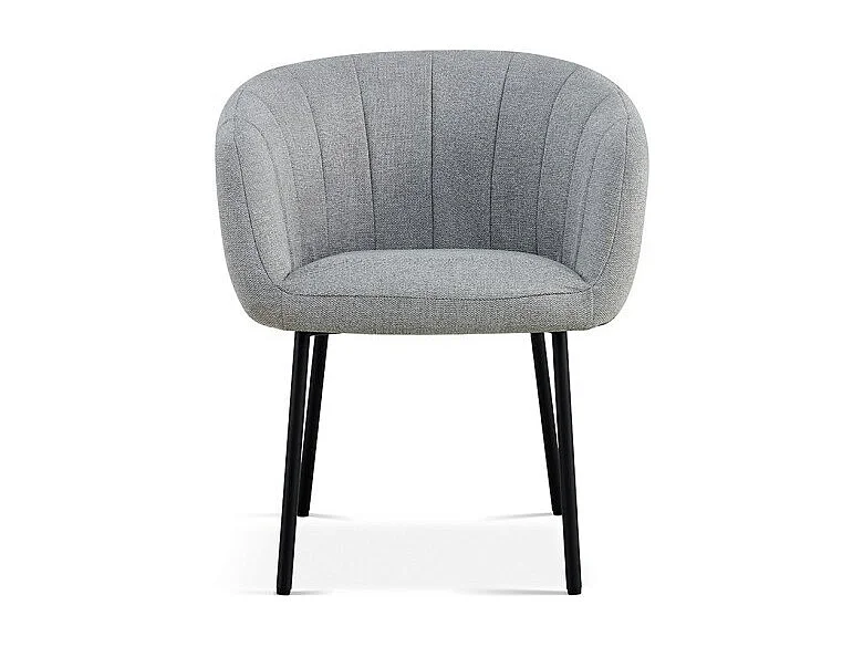 Chaise SEVILLE – Tissu gris clair – Pieds métal noir – H79 x L57 x P62 cm