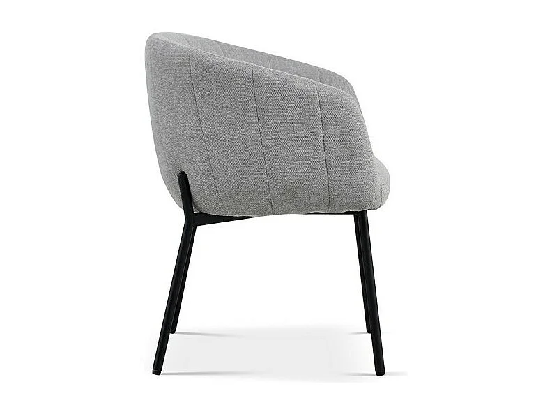 Chaise SEVILLE – Tissu gris clair – Pieds métal noir – H79 x L57 x P62 cm