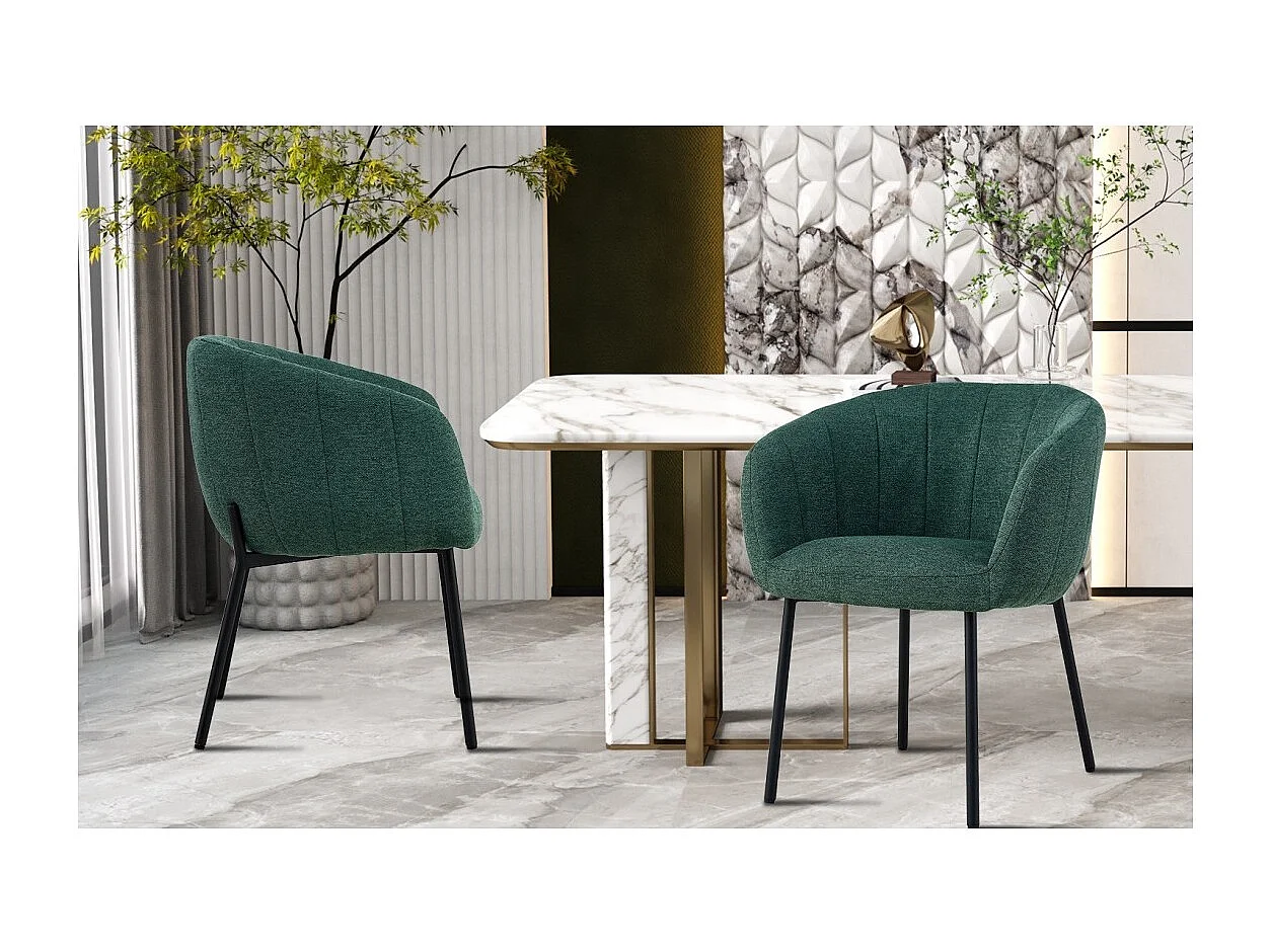 Stoel SEVILLE Groene Stof, afmetingen H79 x B57 x D62, ideaal voor uw keuken of eetkamer