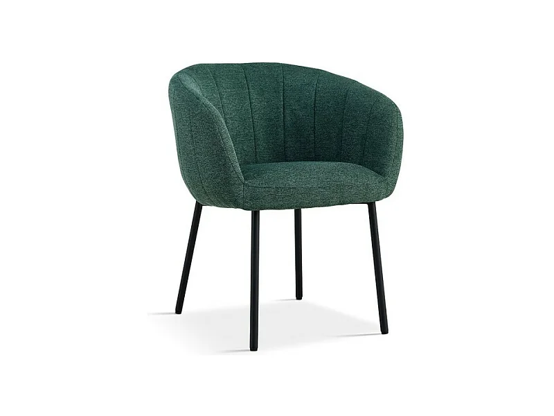 Chaise SEVILLE – Tissu vert – Pieds métal noir – H79 x L57 x P62 cm