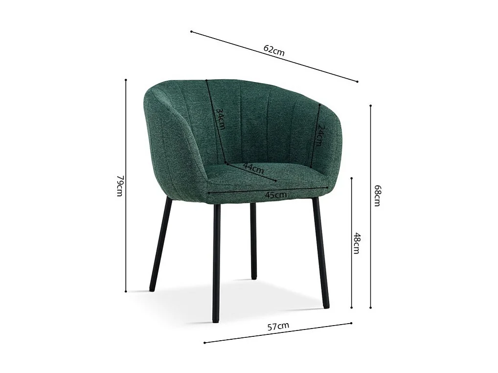 Stoel SEVILLE Groene Stof, afmetingen H79 x B57 x D62, ideaal voor uw keuken of eetkamer