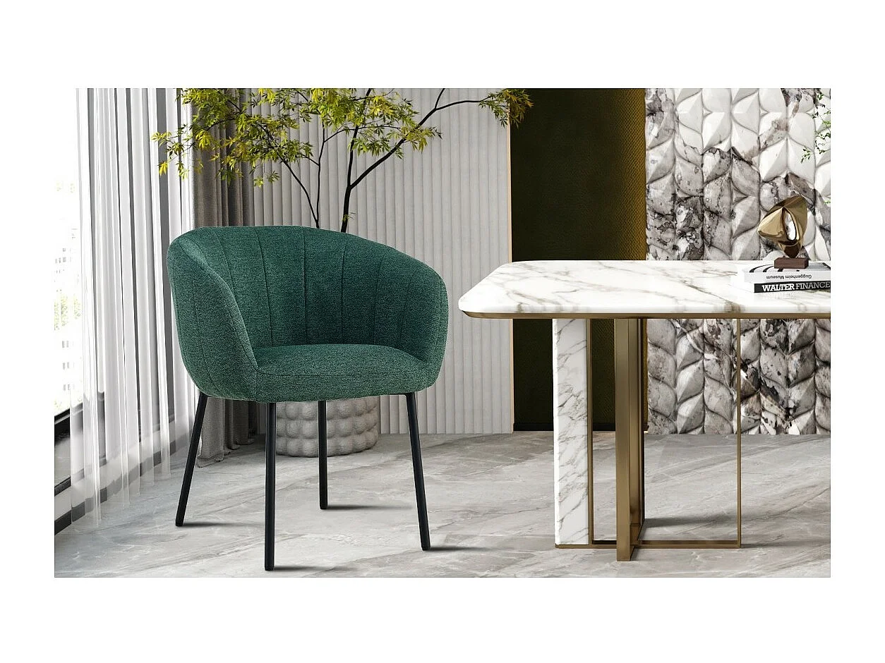 Stoel SEVILLE Groene Stof, afmetingen H79 x B57 x D62, ideaal voor uw keuken of eetkamer