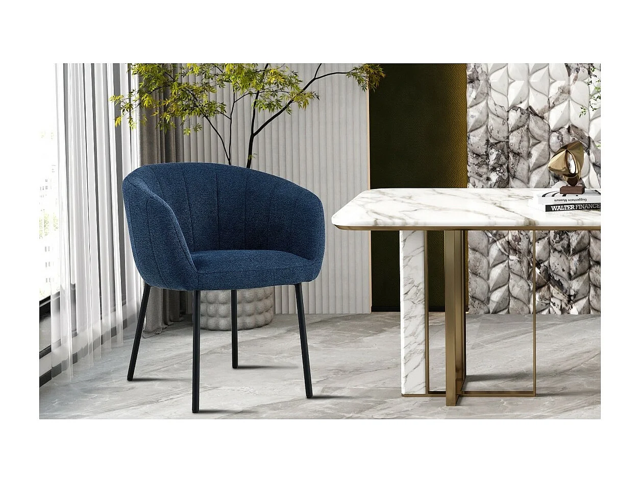 Stoel SEVILLE Blauwe Stof, afmetingen H79 x B57 x D62, ideaal voor uw keuken of eetkamer.