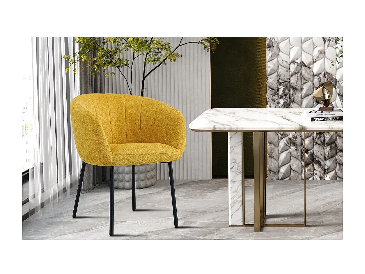 Cadeira SEVILLE Tecido Amarelo, dimensão H79 x L57 x P62, ideal para sua cozinha ou sala de jantar.