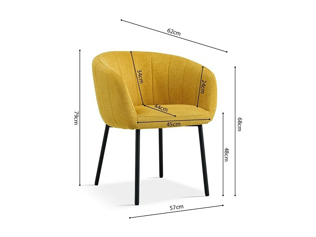 Chaise SEVILLE Tissu Jaune, dimension H79 x L57 x P62, idéal pour votre cuisine ou salle à manger
