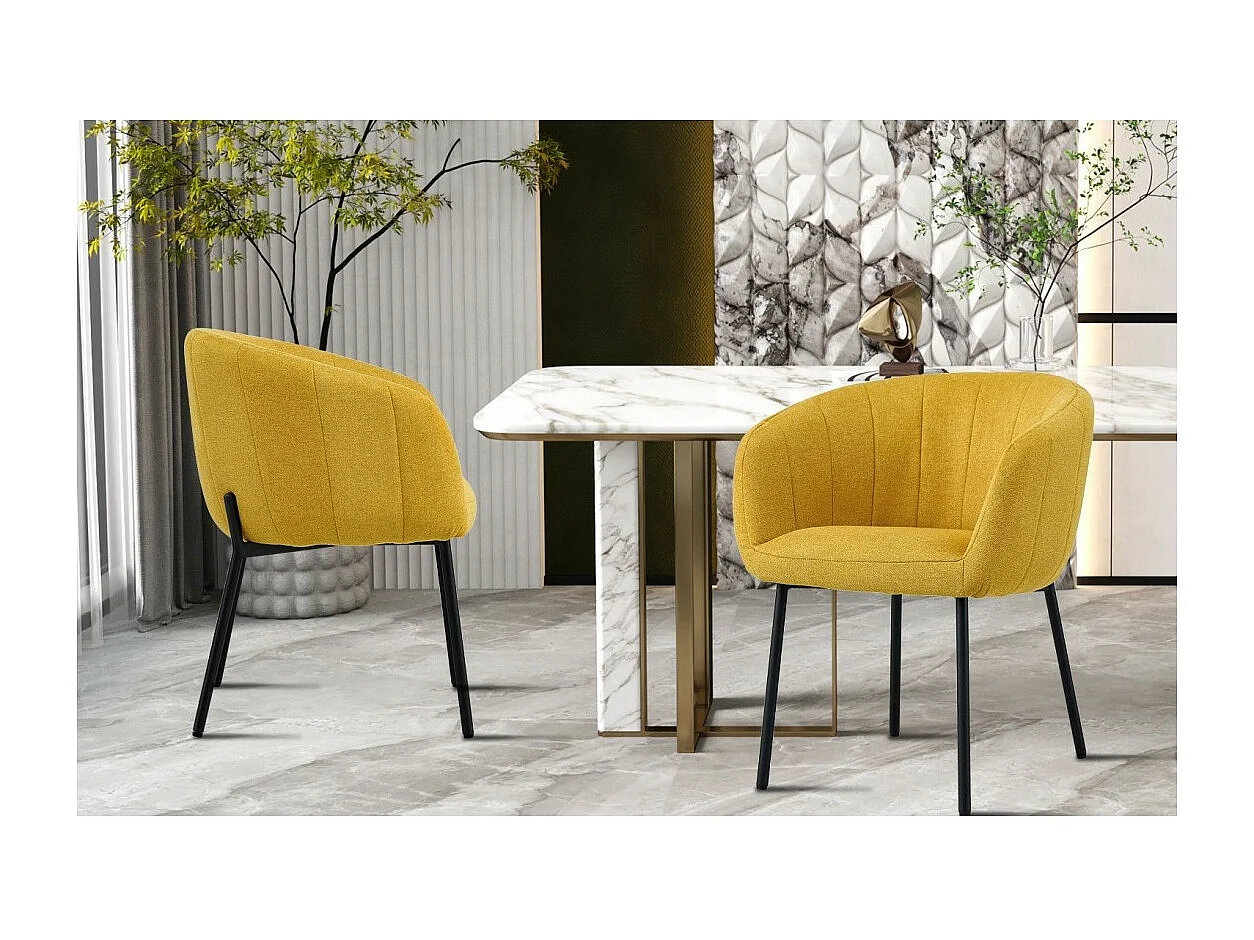 Chaise SEVILLE Tissu Jaune, dimension H79 x L57 x P62, idéal pour votre cuisine ou salle à manger