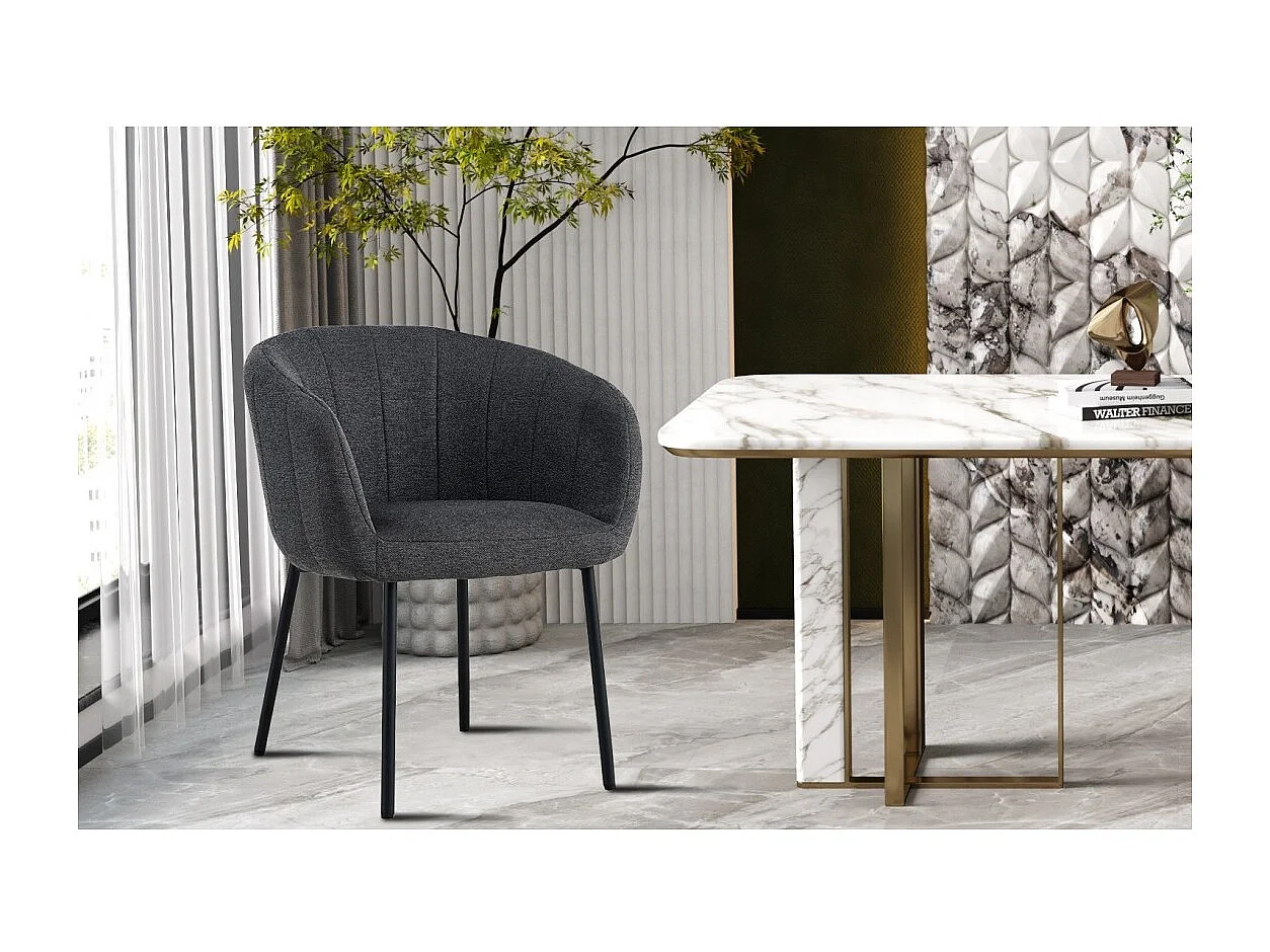 Stoel SEVILLE Donkergrijze Stof, afmetingen H79 x B57 x D62, ideaal voor uw keuken of eetkamer