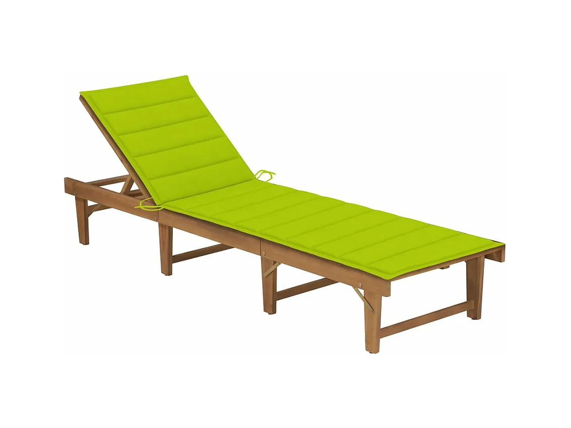 Tumbona cama de jardín terraza muebles de exterior plegable 200 cm con cojín madera maciza de acacia 02_0012837
