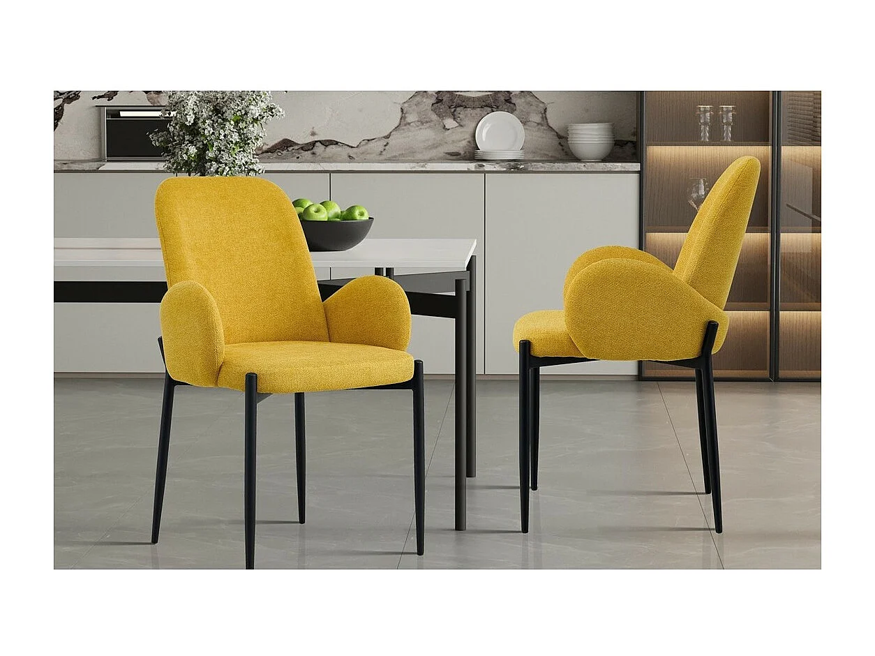 Chaise BALBOA Tissu Jaune, dimension H88 x L60 x P57, idéal pour votre cuisine ou salle à manger