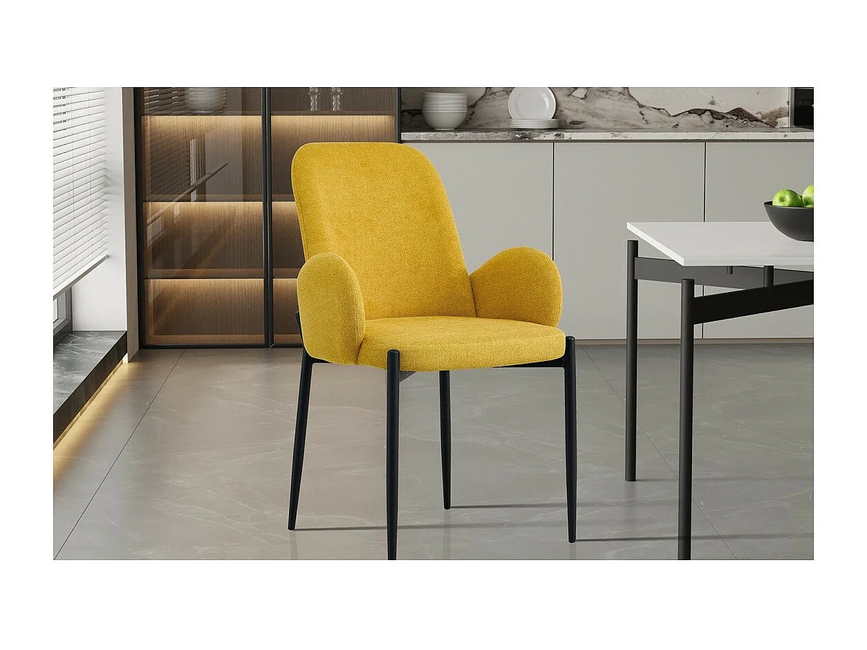 Chaise BALBOA Tissu Jaune, dimension H88 x L60 x P57, idéal pour votre cuisine ou salle à manger