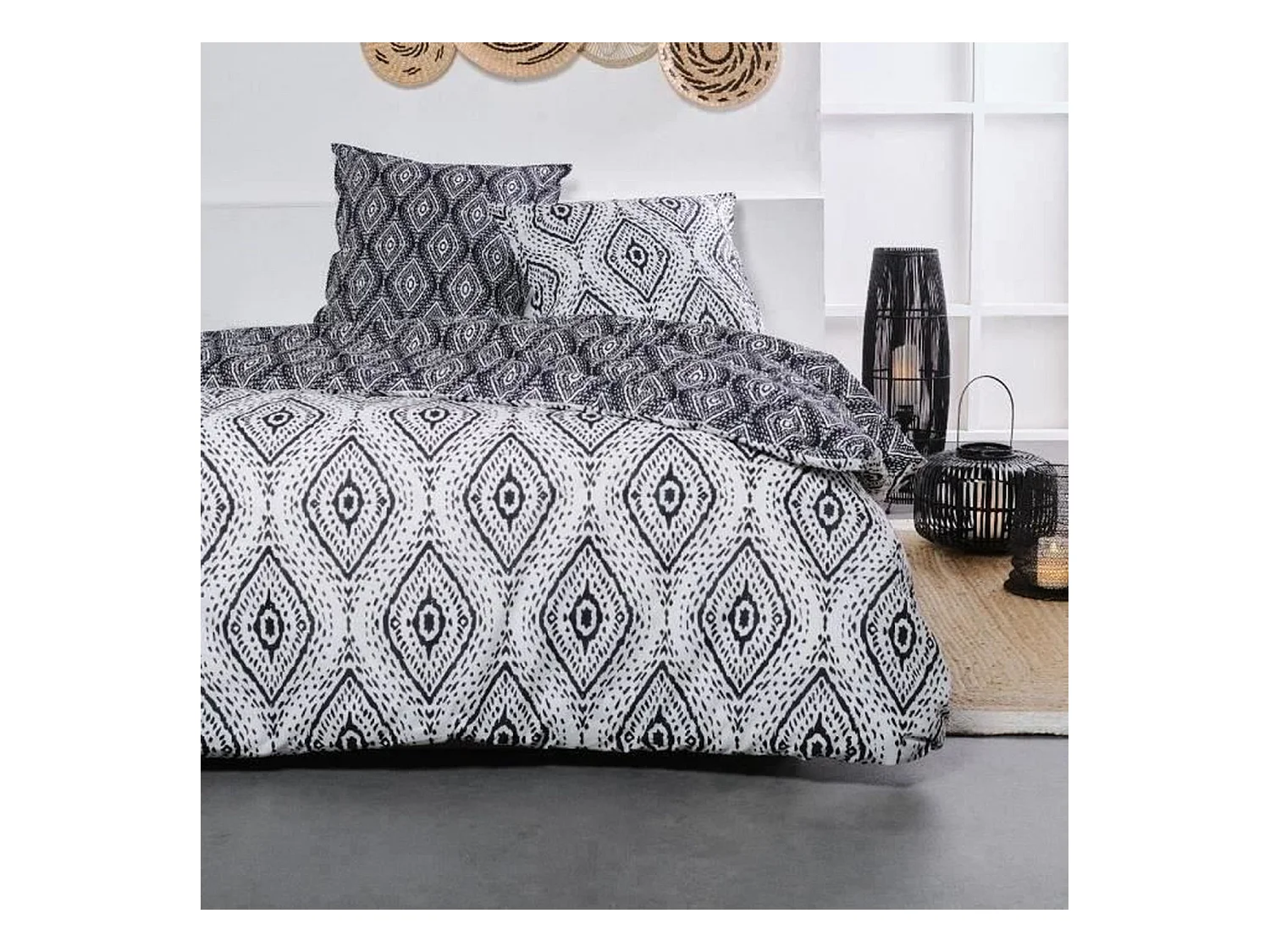 Juego de cama - 240 x 220 cm - algodón estampado étnico