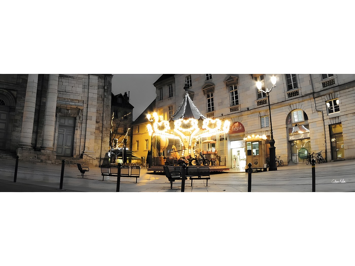 Tableau sur toile place du 8 septembre Besançon 30x97 cm