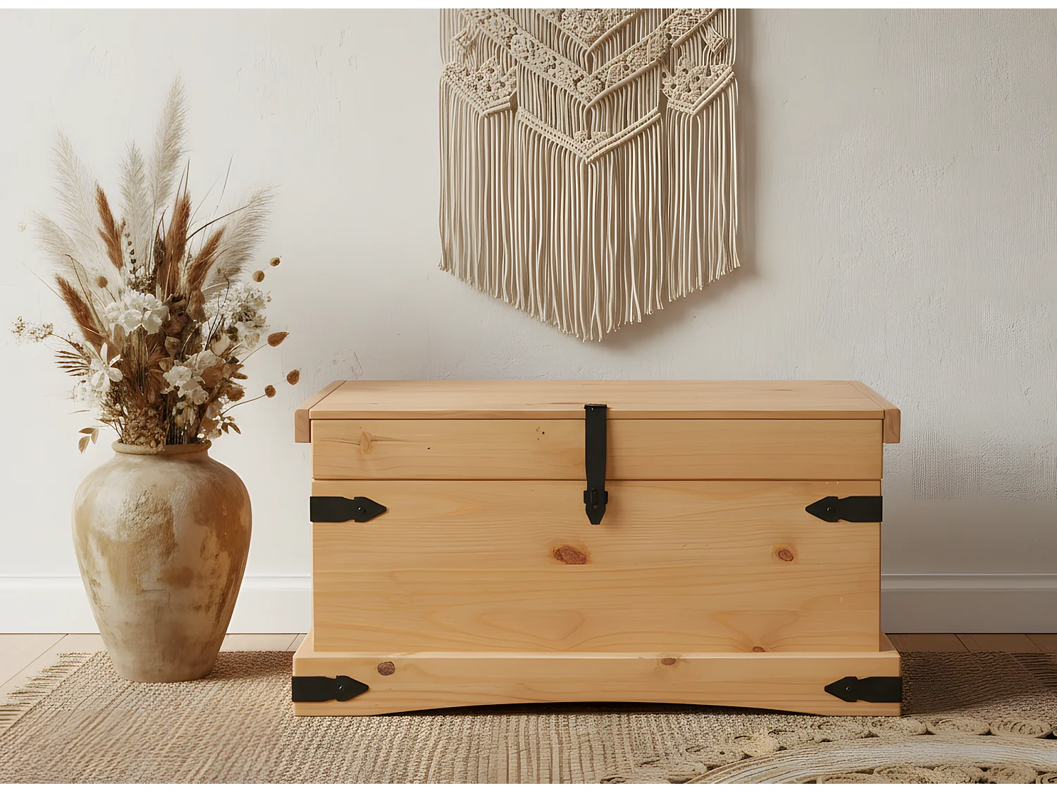 New Mexico Coffre, largeur 92 cm, hauteur 45 cm, délavé/ciré.