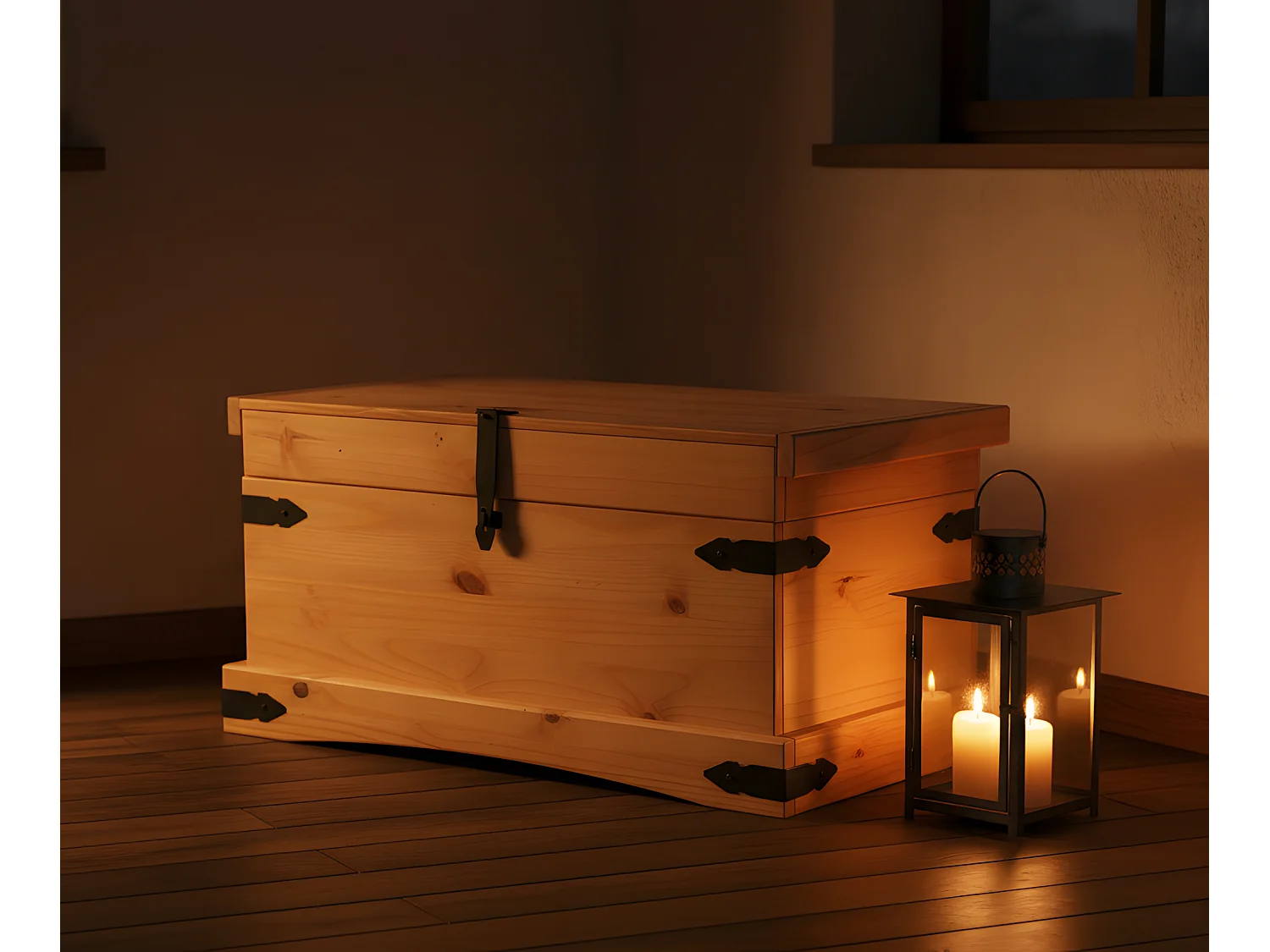 New Mexico Coffre, largeur 92 cm, hauteur 45 cm, délavé/ciré.