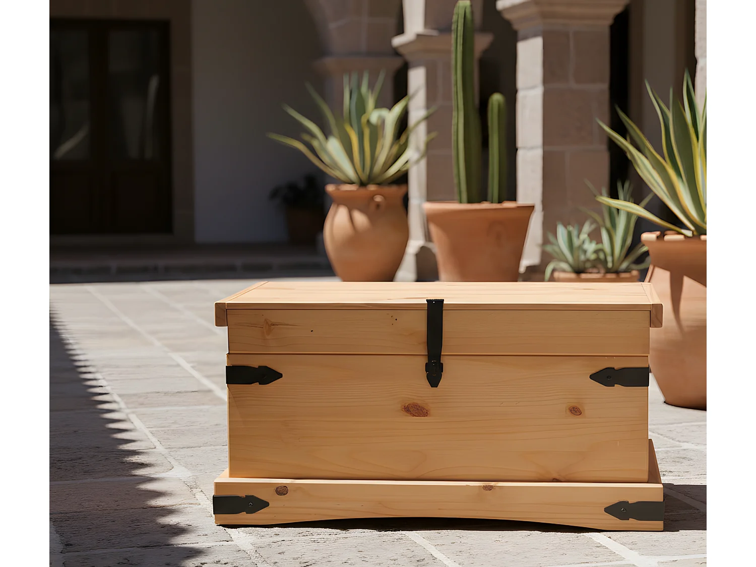 New Mexico Coffre, largeur 92 cm, hauteur 45 cm, délavé/ciré.