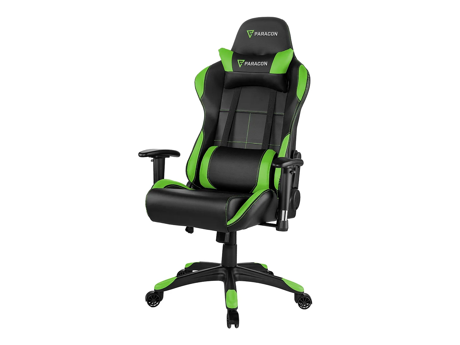 Paracon Rogue gamestoel incl. kussen voor nek en lenden groen.