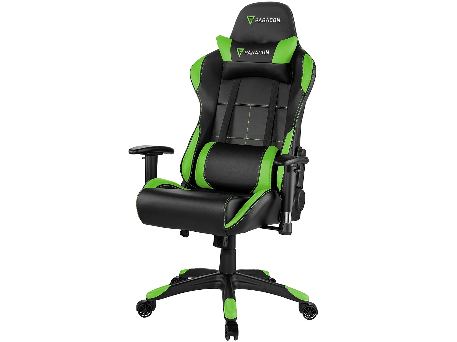 Paracon Rogue Fauteuil de gamer avec oreiller cervical et soutien lombaire, vert.