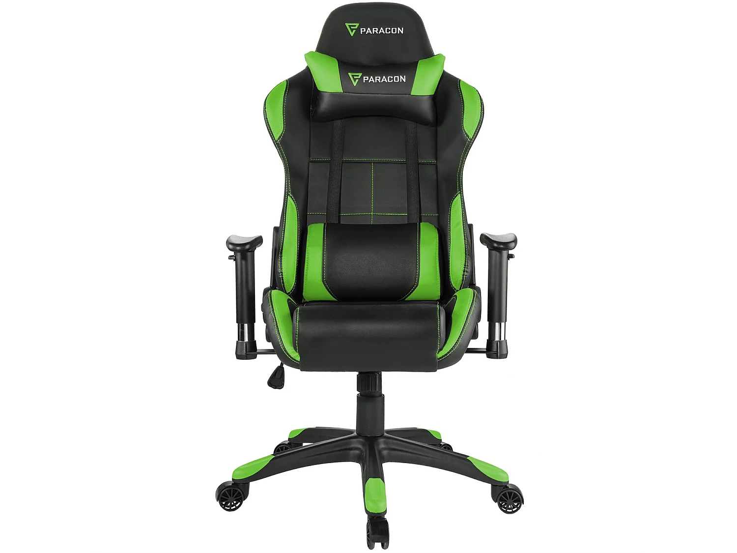 Paracon Rogue Fauteuil de gamer avec oreiller cervical et soutien lombaire, vert.