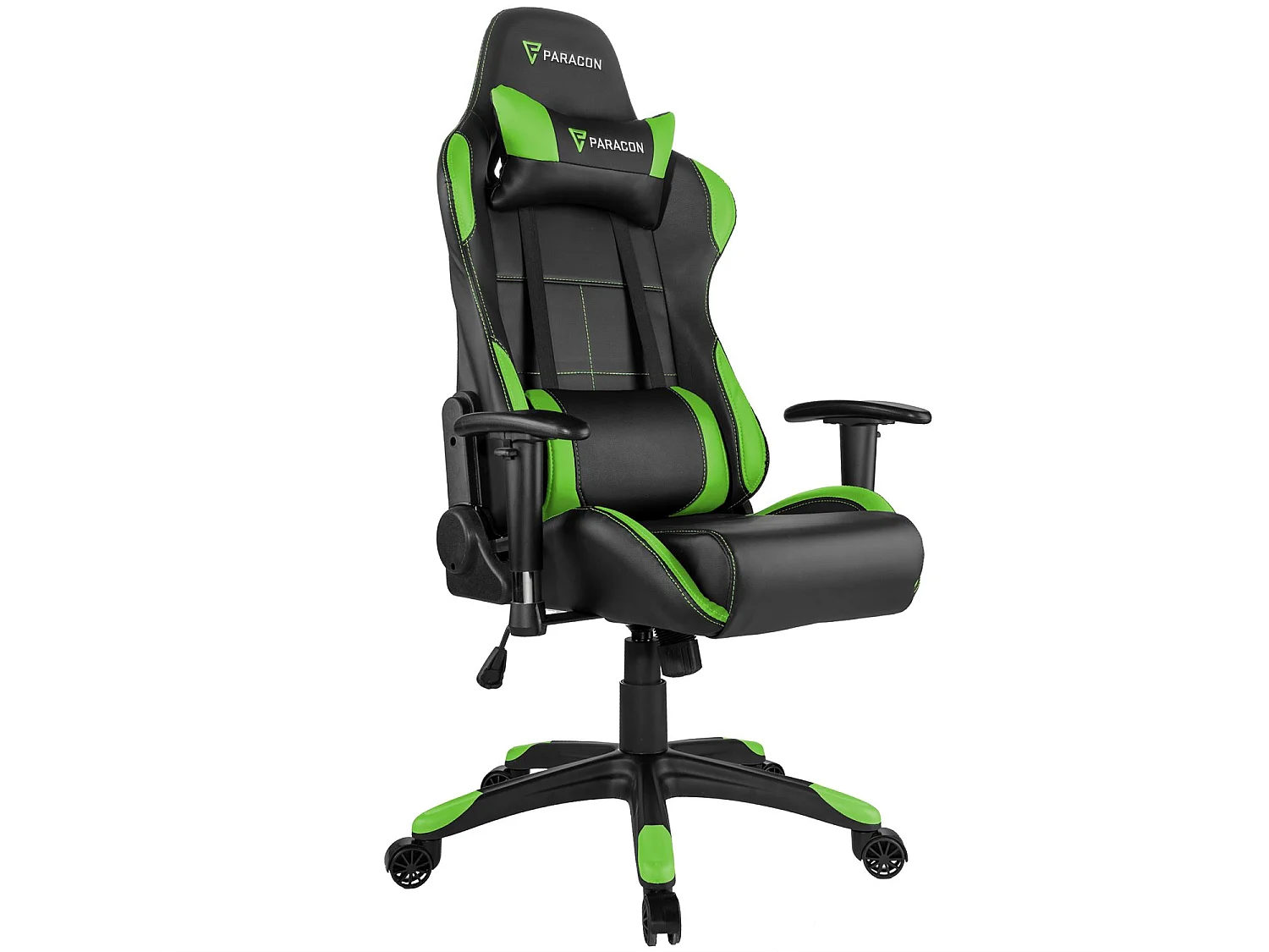 Paracon Rogue Fauteuil de gamer avec oreiller cervical et soutien lombaire, vert.