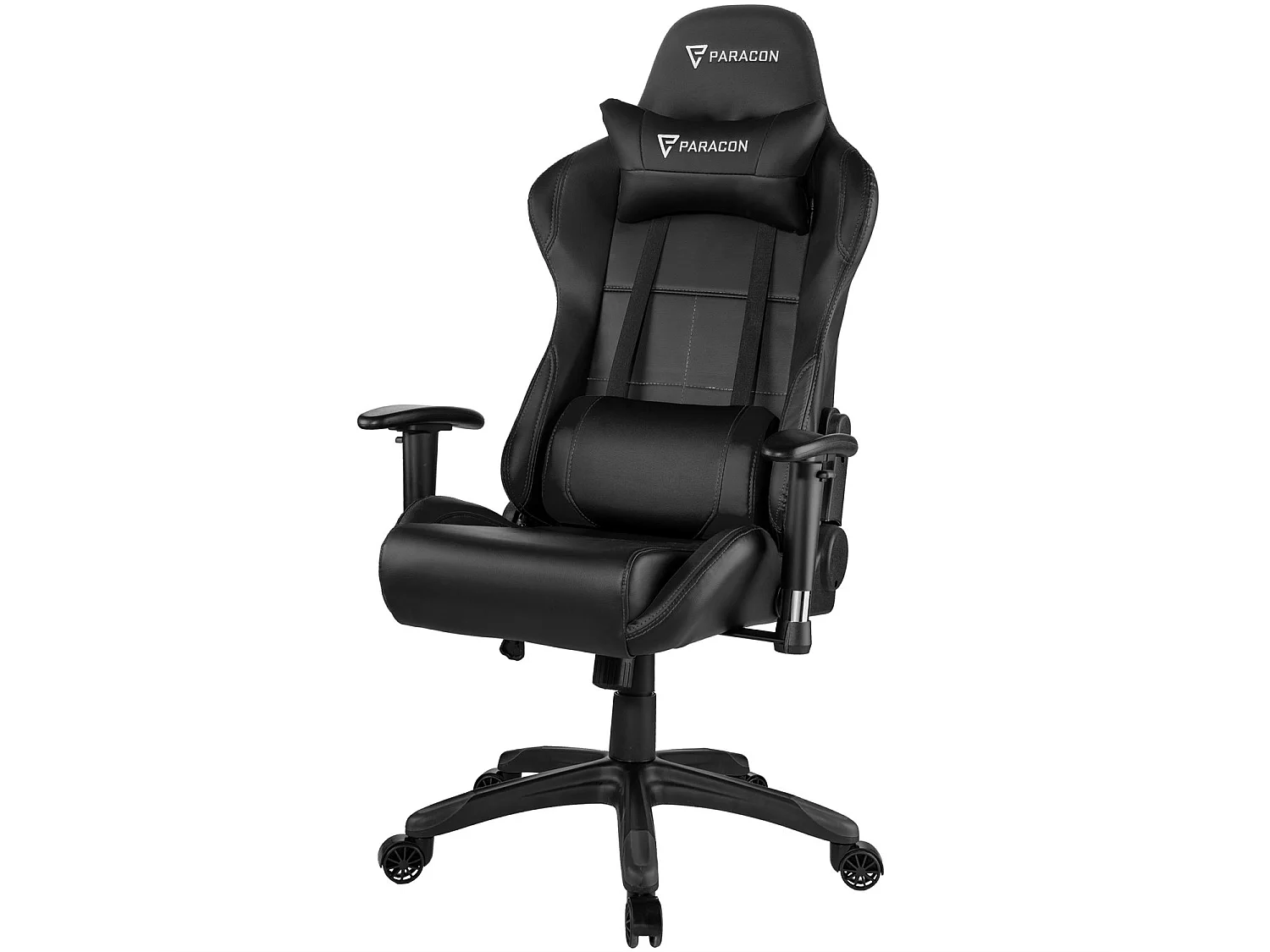 Paracon Rogue Gaming Stuhl inkl. Nackenkissen und Lendenstütze schwarz.