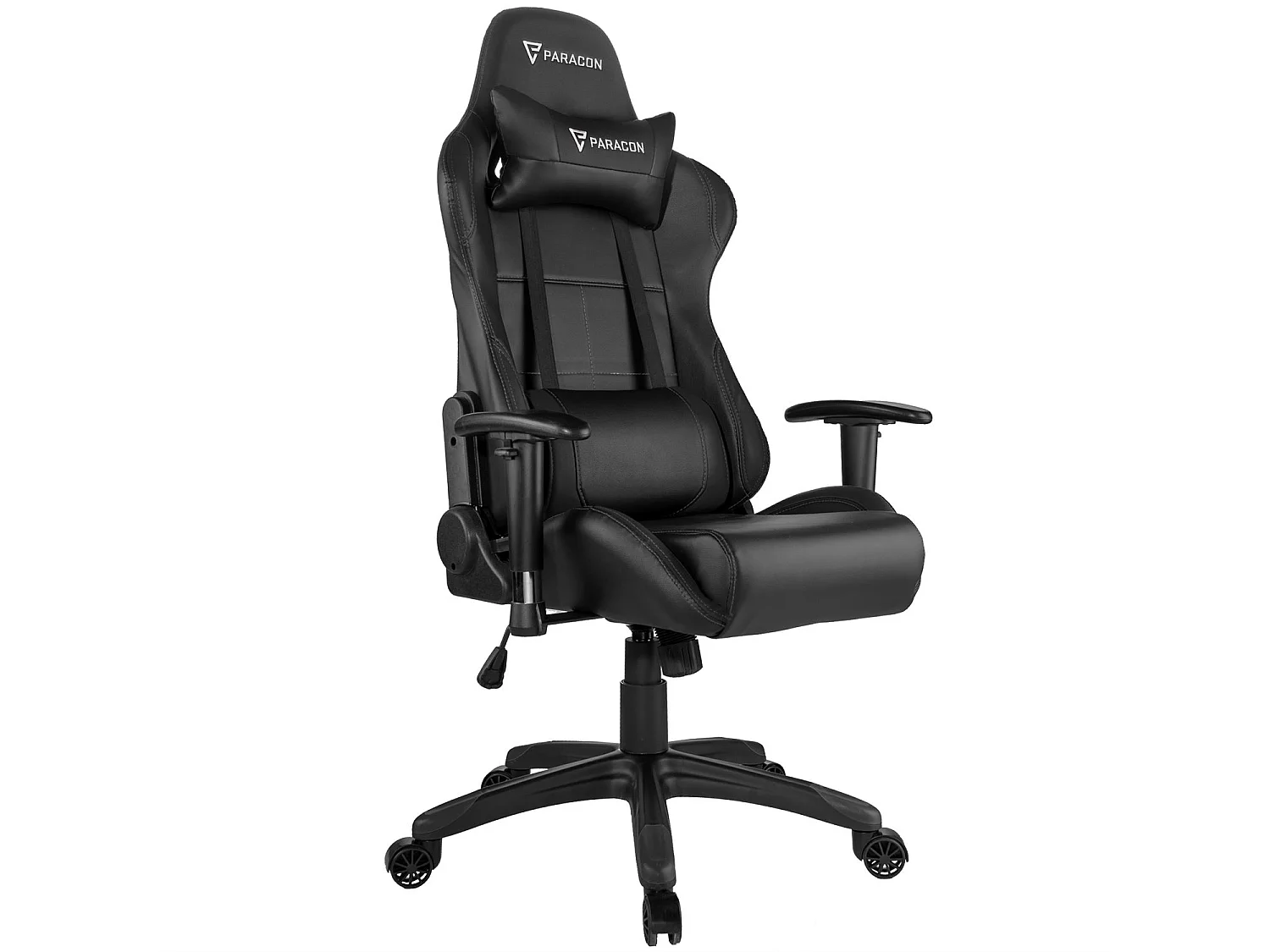 Paracon Rogue Gaming Stuhl inkl. Nackenkissen und Lendenstütze schwarz.