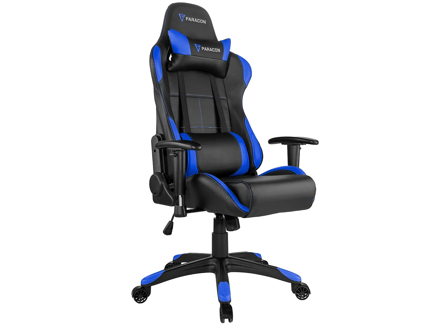 Paracon Rogue Fauteuil de gamer avec oreiller cervical et soutien lombaire, bleu.