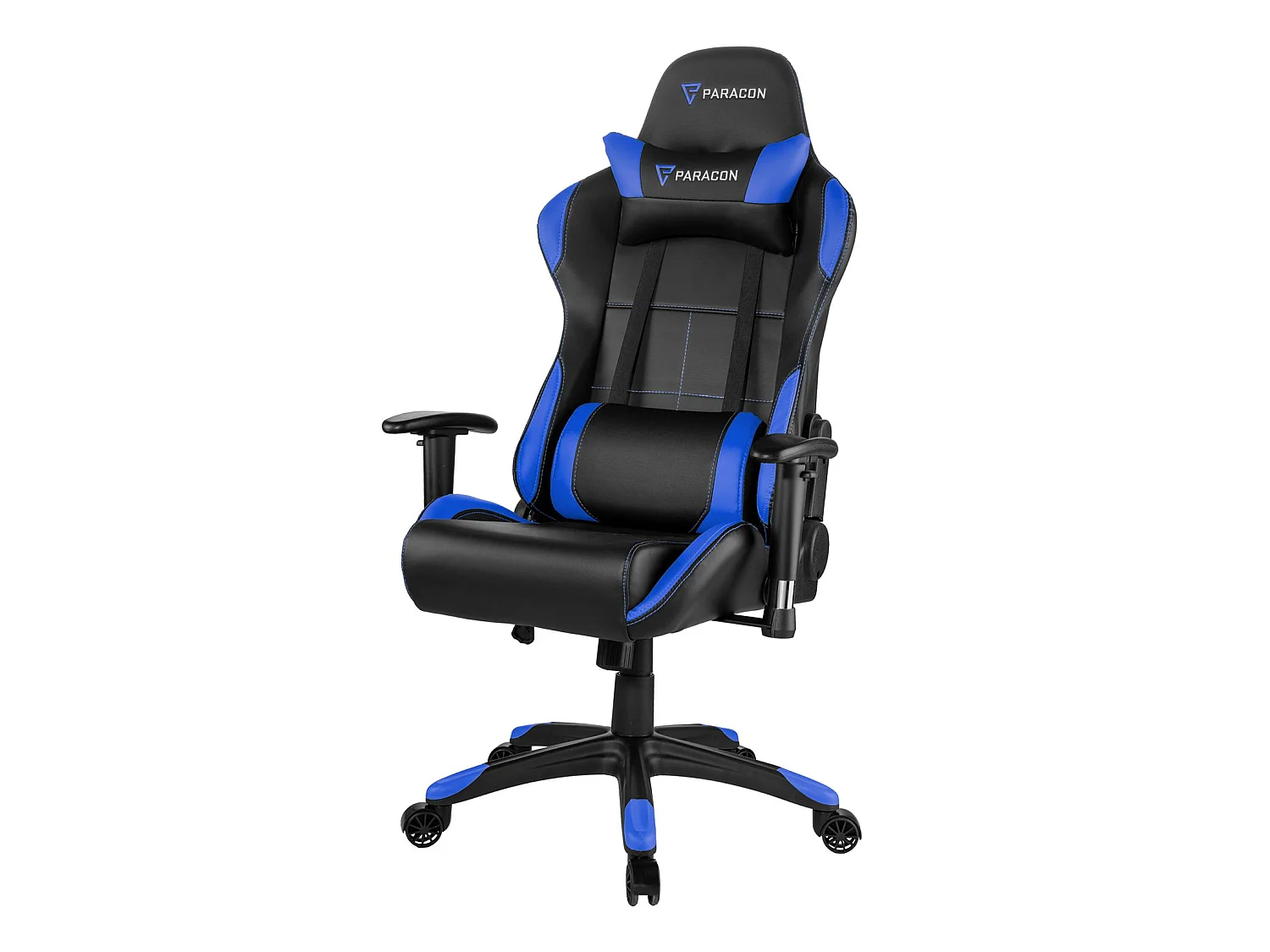 Paracon Rogue Fauteuil de gamer avec oreiller cervical et soutien lombaire, bleu.