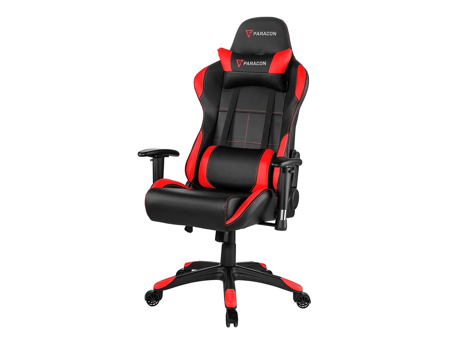 Paracon Rogue Fauteuil de gamer avec oreiller cervical et soutien lombaire, rouge.