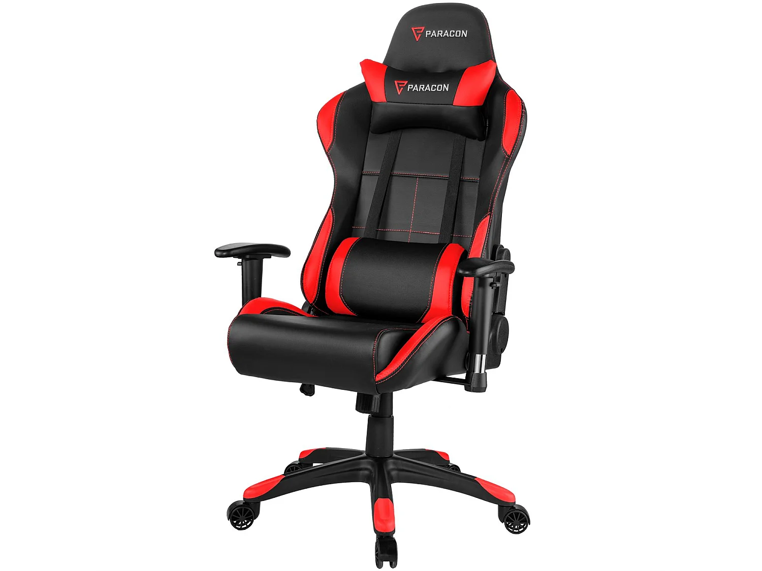 Paracon Rogue Fauteuil de gamer avec oreiller cervical et soutien lombaire, rouge.