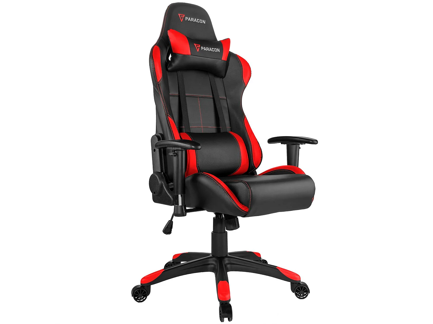 Paracon Rogue Fauteuil de gamer avec oreiller cervical et soutien lombaire, rouge.