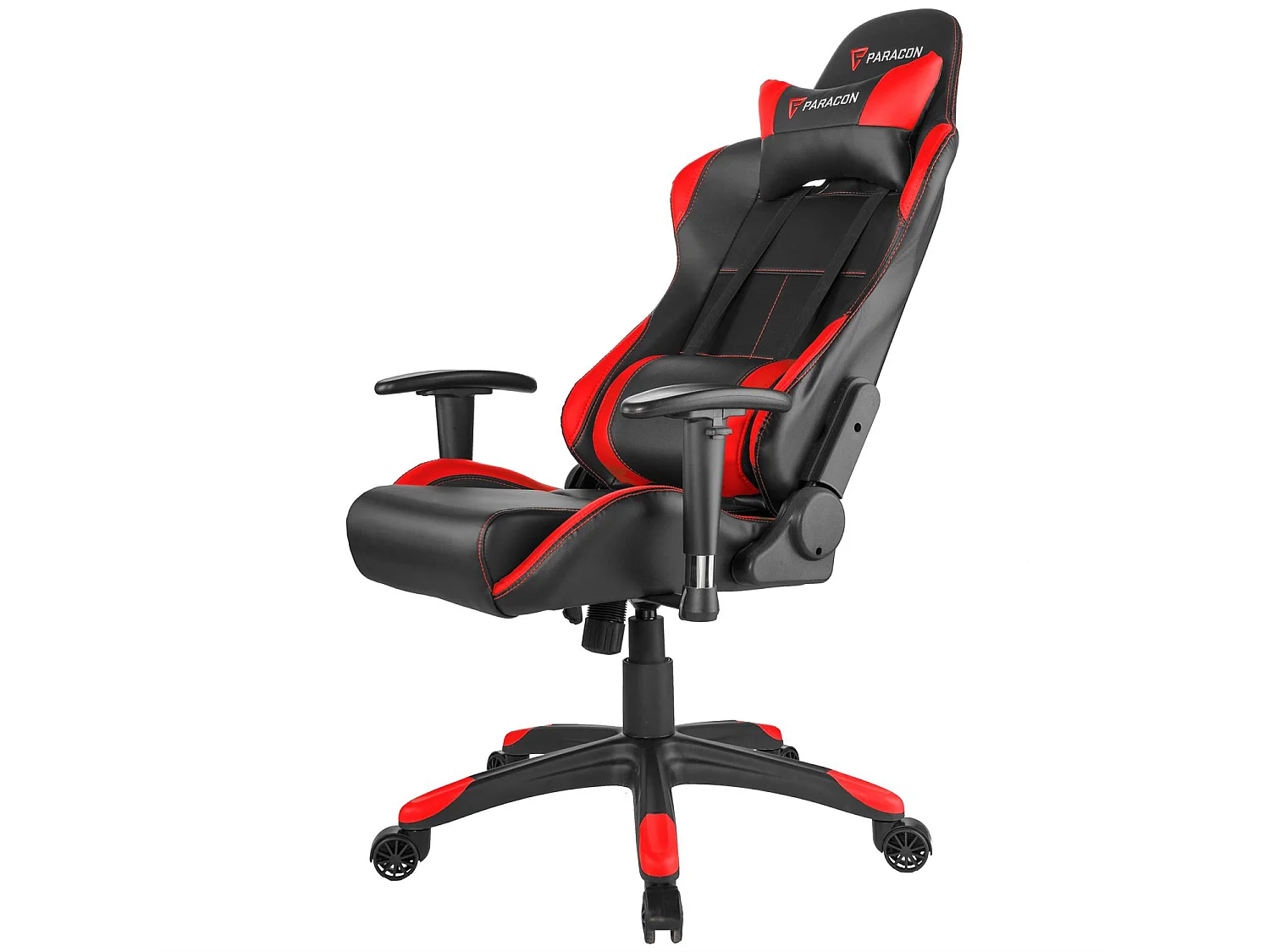Paracon Rogue Fauteuil de gamer avec oreiller cervical et soutien lombaire, rouge.