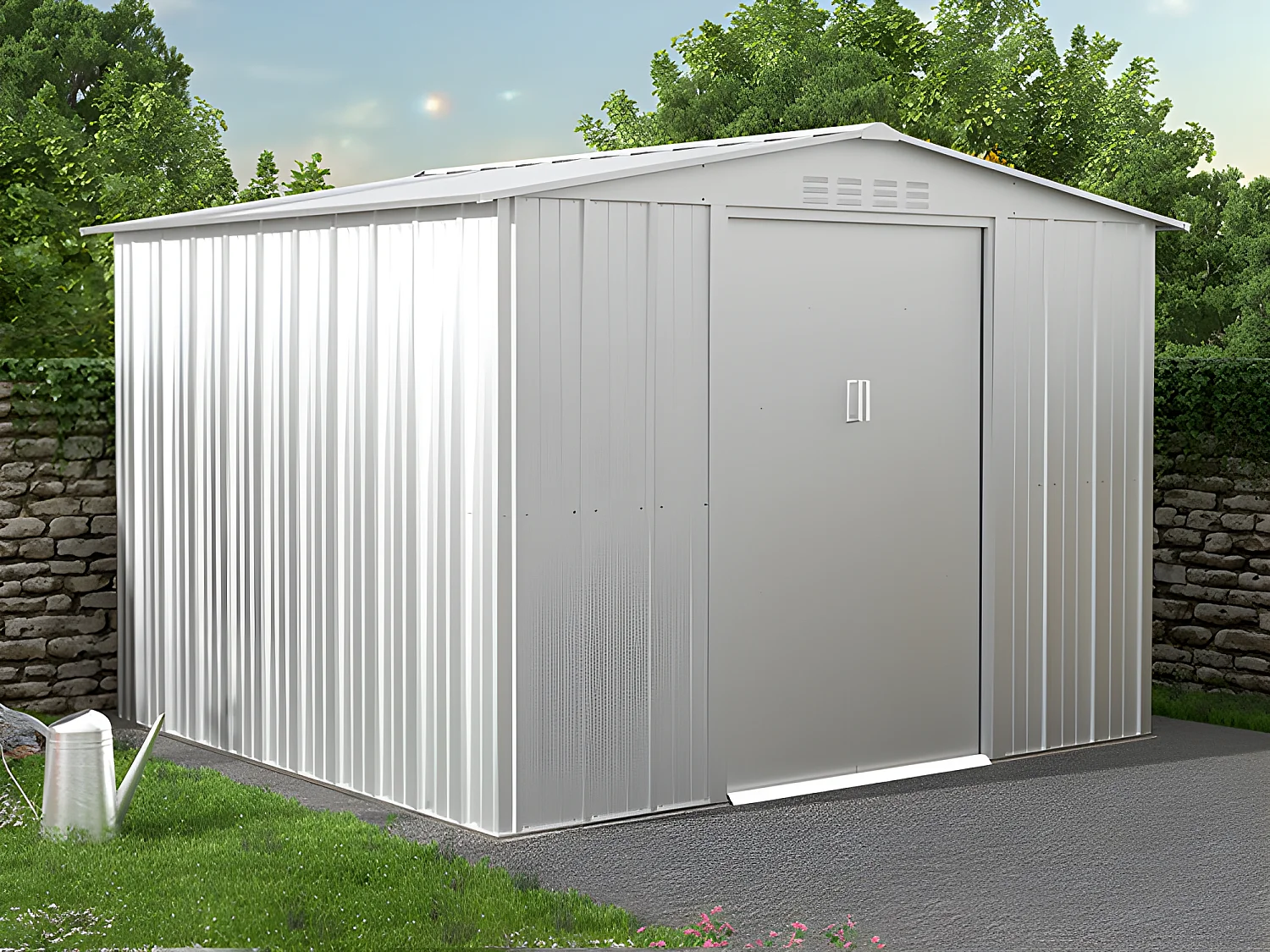 Trädgårdsskjul av grå galvaniserad stål 6.71 m² LINUS