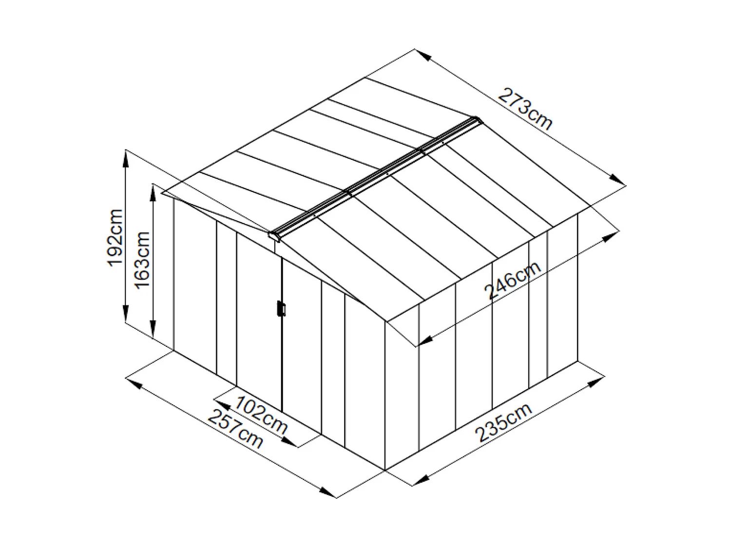 Trädgårdsskjul av grå galvaniserad stål 6.71 m² LINUS