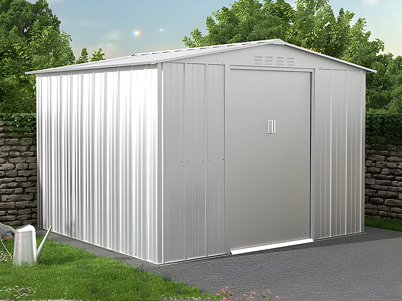 Trädgårdsskjul av grå galvaniserad stål 6.71 m² LINUS