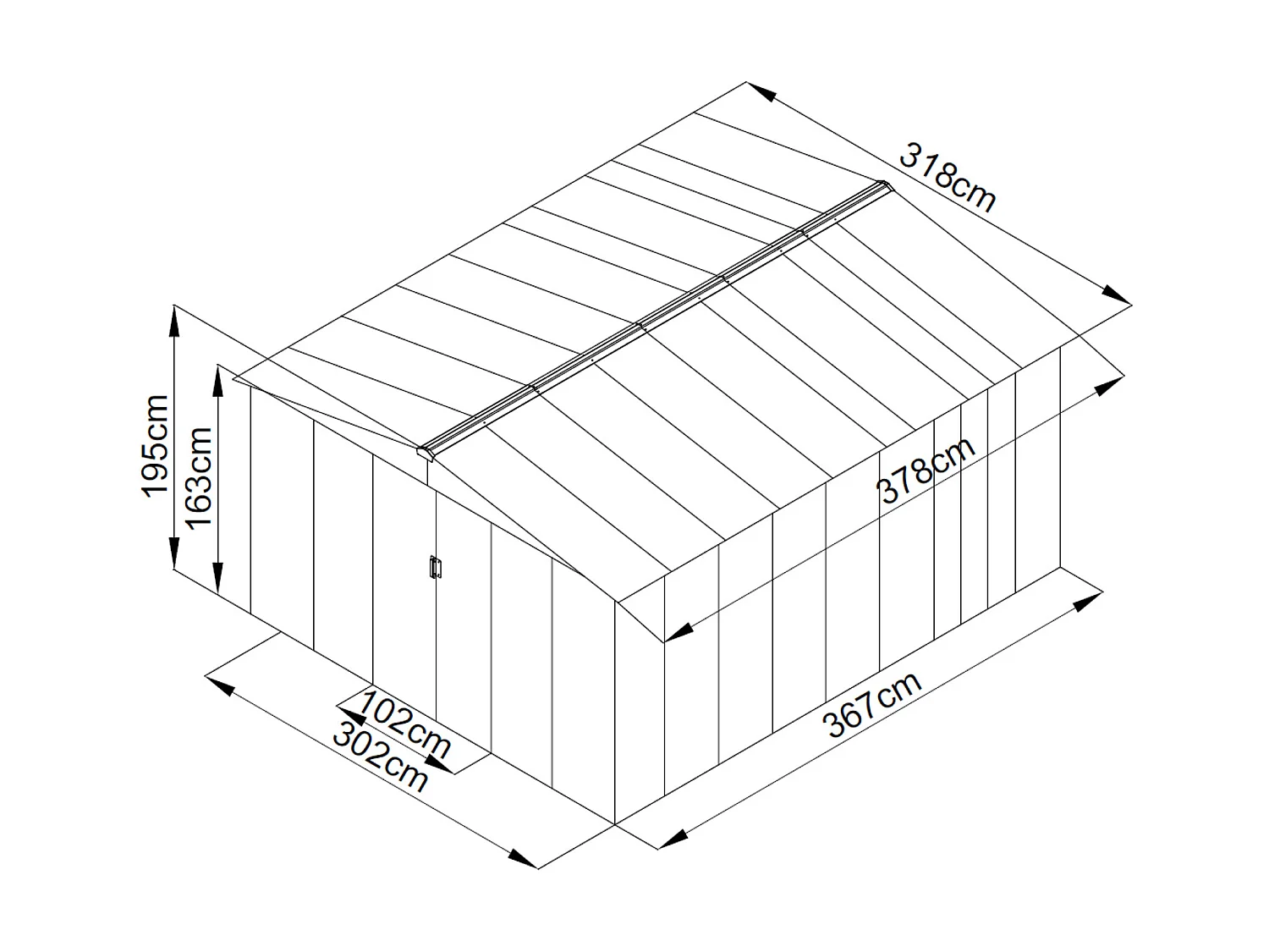 Abri de jardin métal en acier galvanisé gris 12.02 m² LINUS