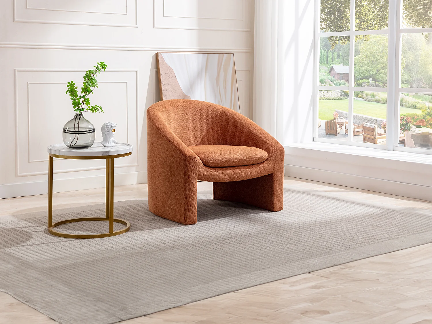 Fauteuil en tissu terracotta OSSANA