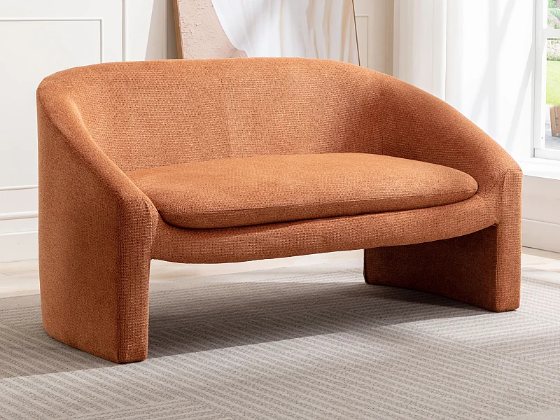 Sofá de 2 lugares tecido terracota - OSSANA