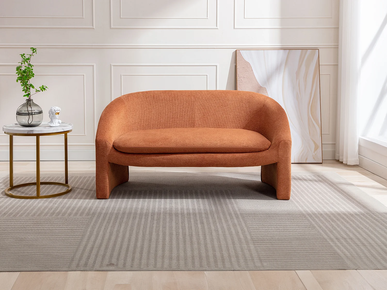 2-personers sofa i terracotta stof OSSANA