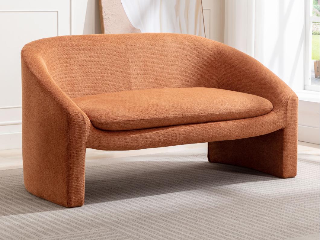 Canapé 2 places en tissu terracotta OSSANA