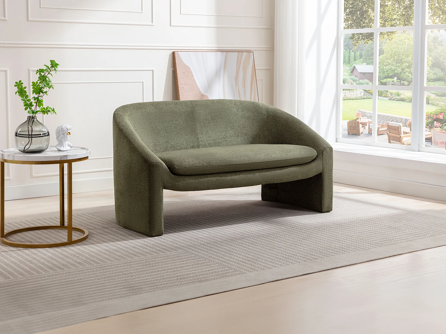 Sofa 2-Sitzer - Stoff - Grün - OSSANA