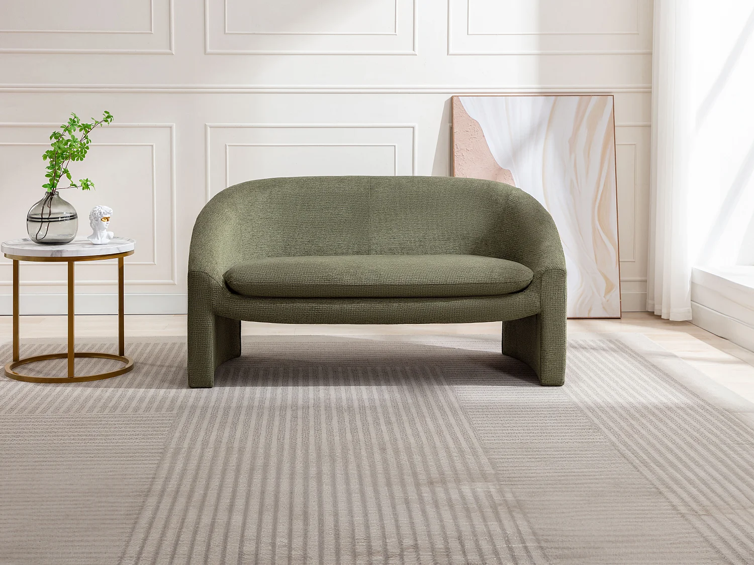 Sofa 2-Sitzer - Stoff - Grün - OSSANA