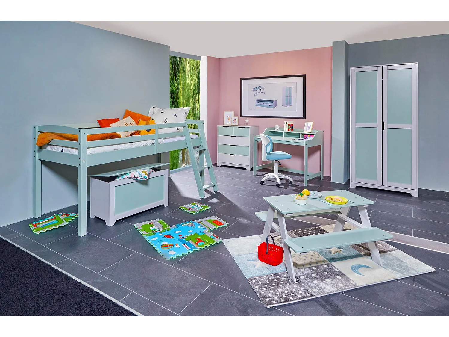 Armoire Enfant 2 Portes "Paty" 205cm Vert Sauge