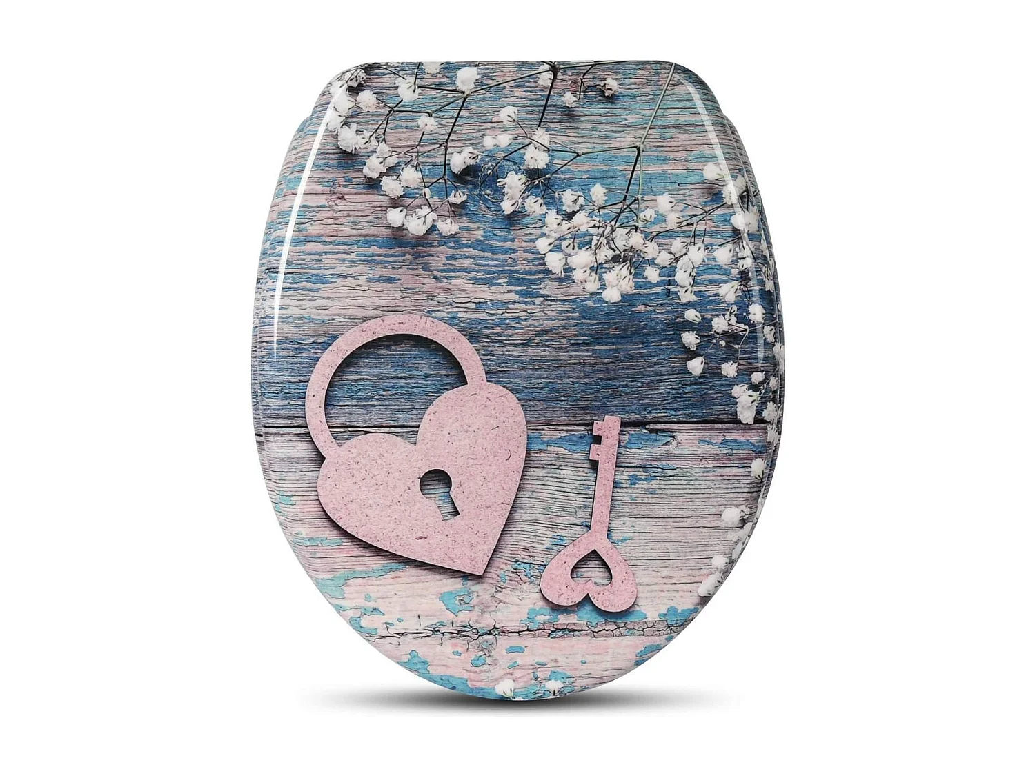 Tapa de inodoro asiento de inodoro con llave en forma de corazón de descenso automático 19_0000733