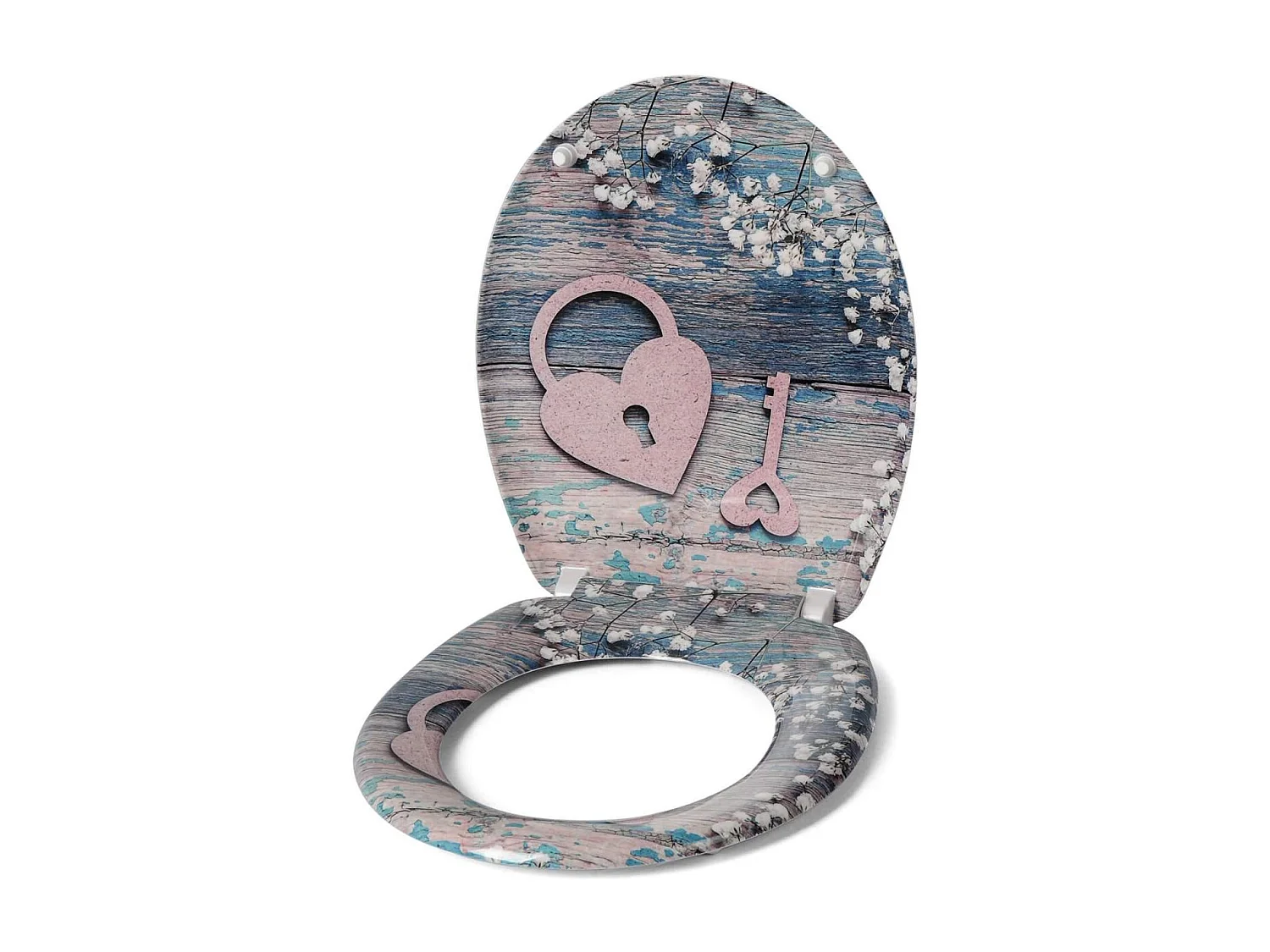 Asiento de inodoro con bajada automática con llave en forma de corazón 19_0000733