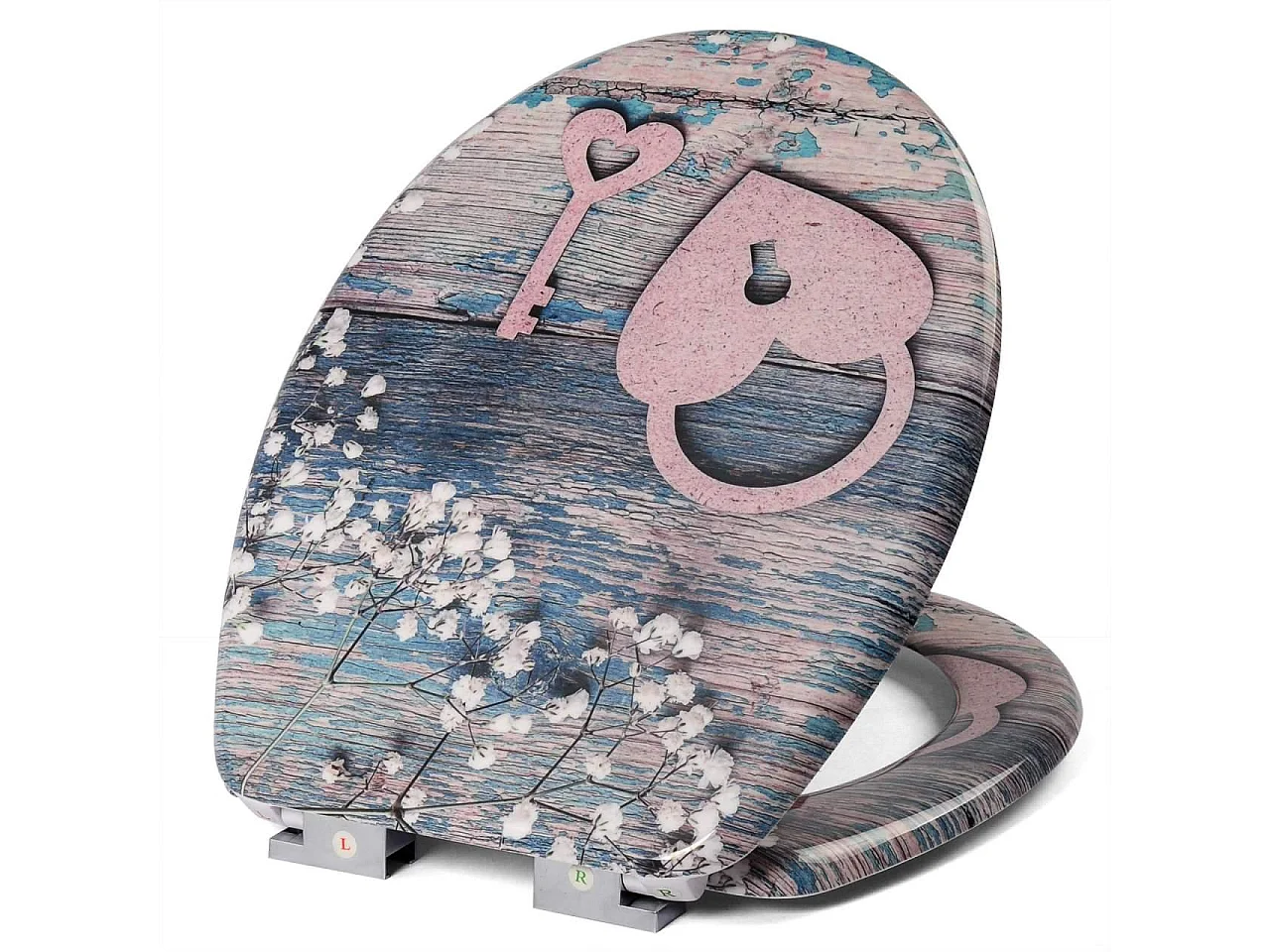 Asiento de inodoro con bajada automática con llave en forma de corazón 19_0000733