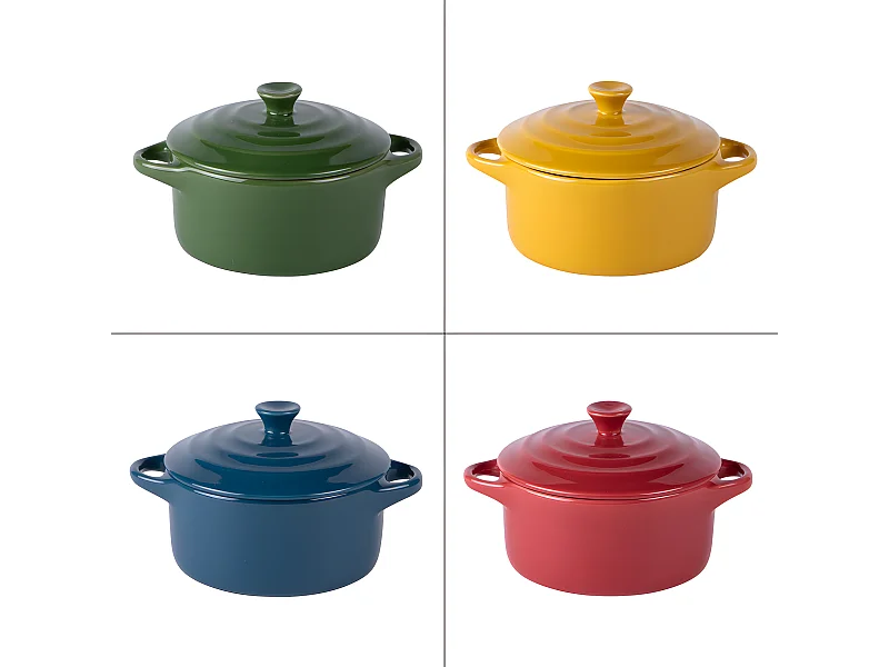 Set de 4 mini cocottes old 9 cm en grès