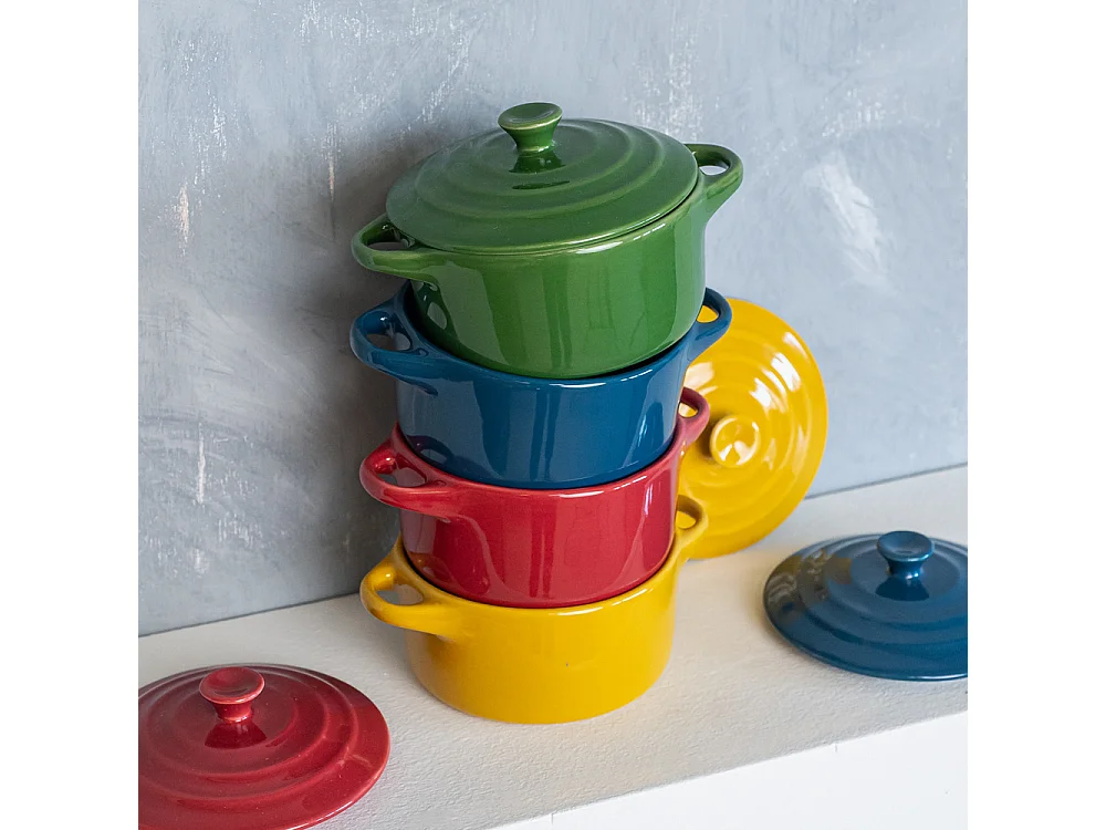 Set de 4 mini cocottes old 9 cm en grès