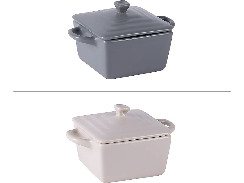 Mini cocotte carré 13 cm en grès (lot de 2)
