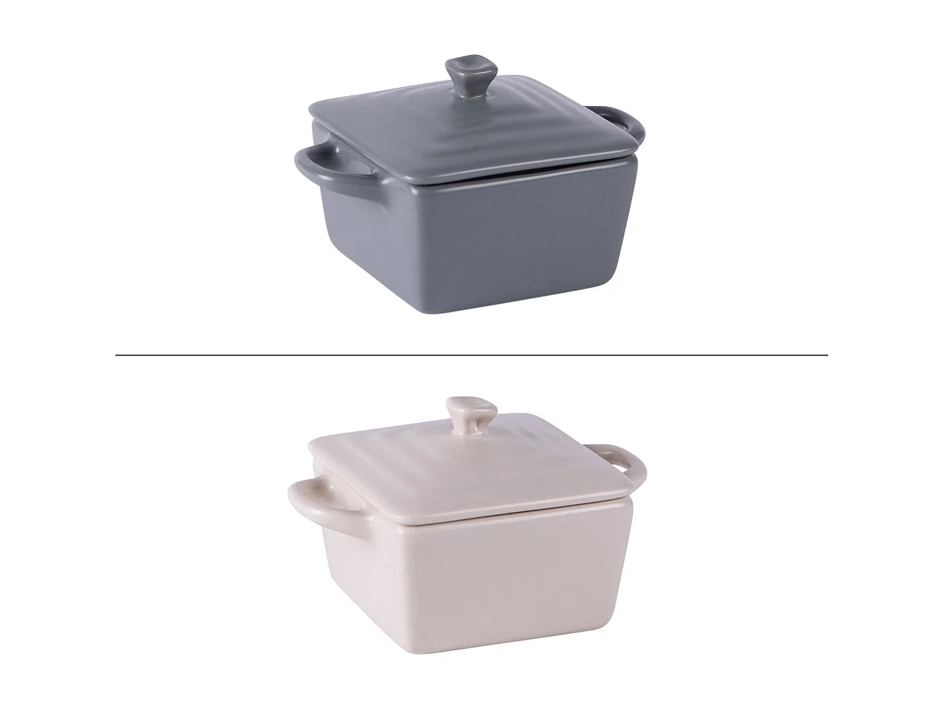 Mini cocotte carré 13 cm en grès (lot de 2)