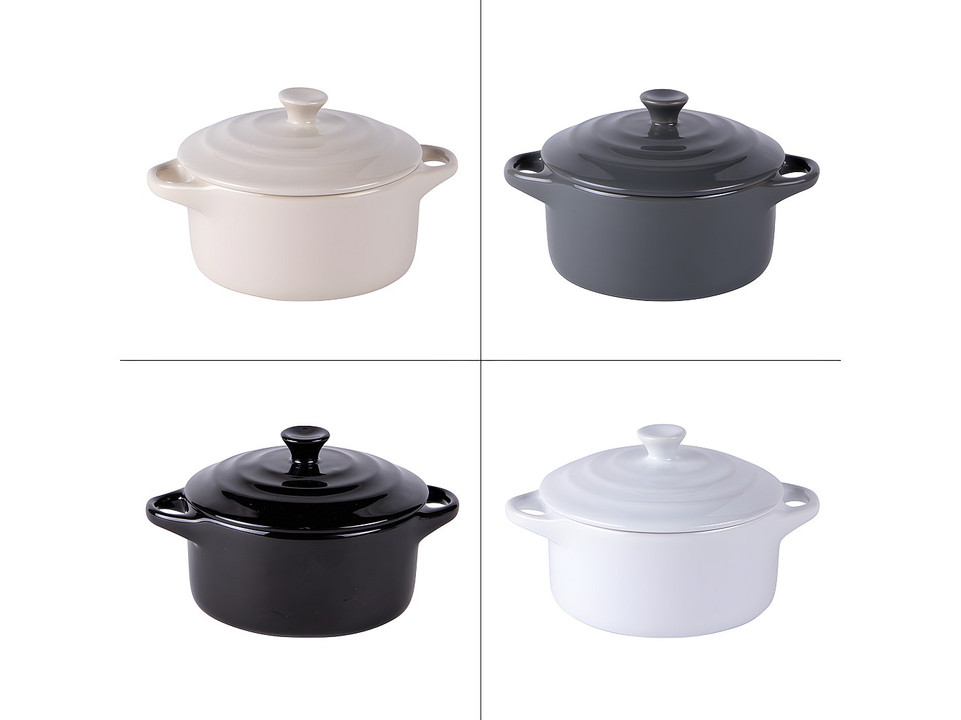 ALACASA Lot De 4 Ini Cocottes En Céraique Avec Couvercles Et